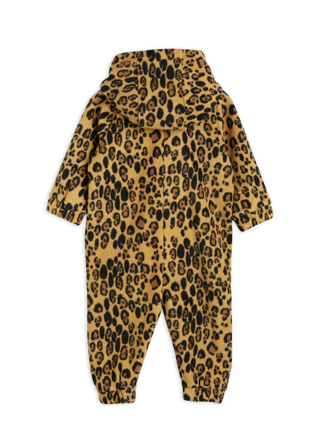 Leopard fleece onesie beige