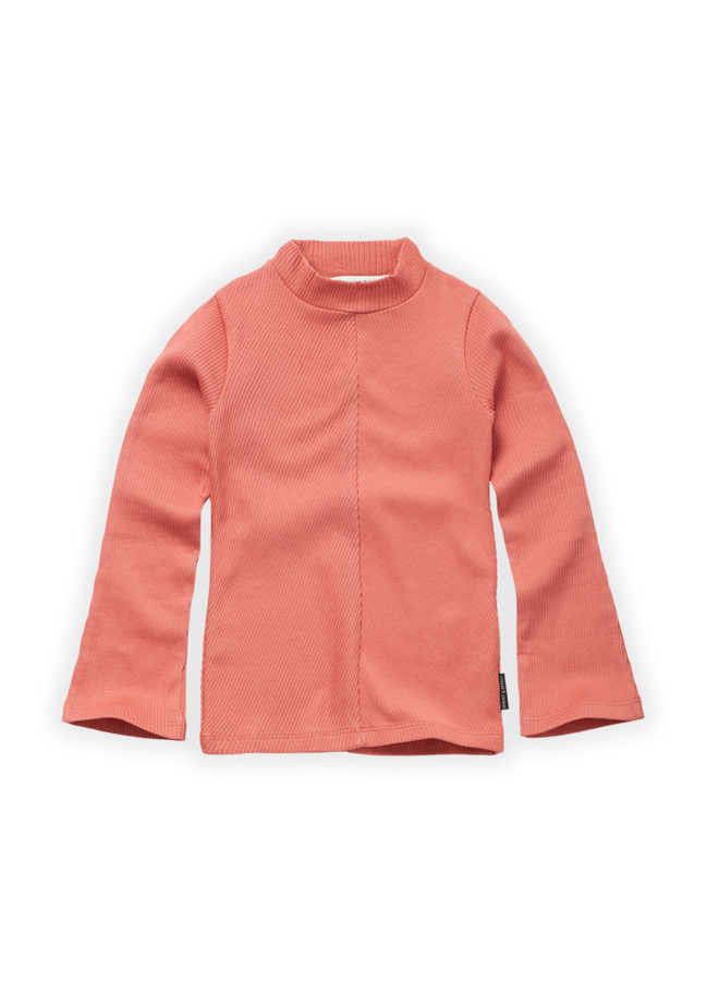 Turtleneck rib T-shirt rose