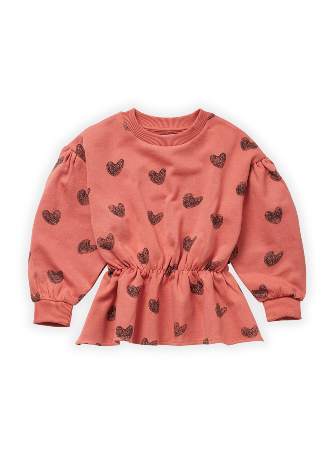 Sweatshirt peplum heart print