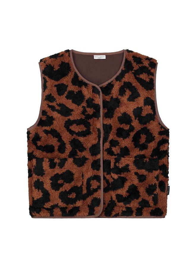 Fluffy teddy leopard vest adult