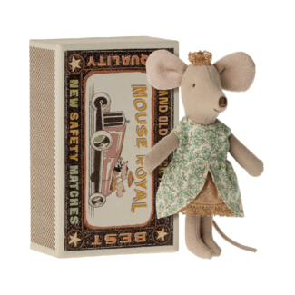 Maileg Princess mouse, Little sister in matchbox