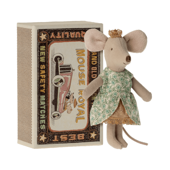 Maileg Princess mouse, Little sister in matchbox