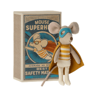 Maileg Super hero mouse, Little brother in matchbox