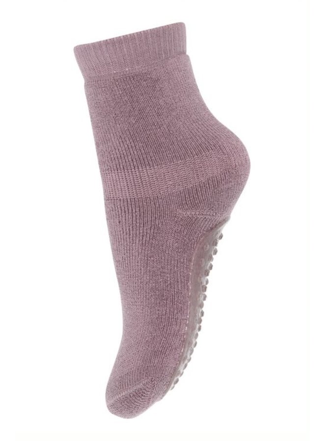 Wool/cotton socks w.anti-slip - Dark Purple Dove