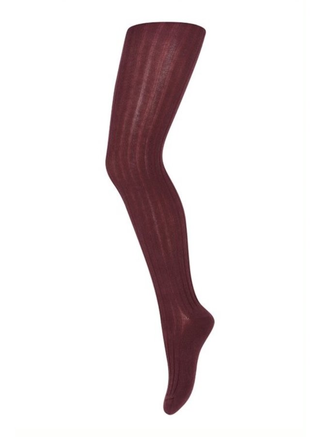 Cotton rib tights - Grape Skin