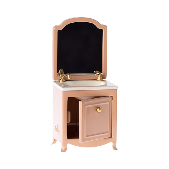 Maileg Sink dresser w. mirror, Mouse - Dark powder