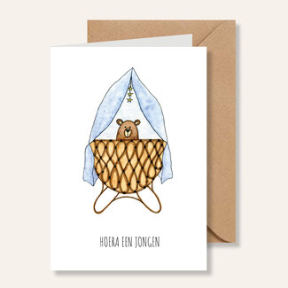 Juulz Kaart - Hoera een jongen wiegje