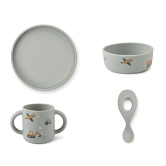Liewood Vivi silicone set - Vehicles/dove blue mix
