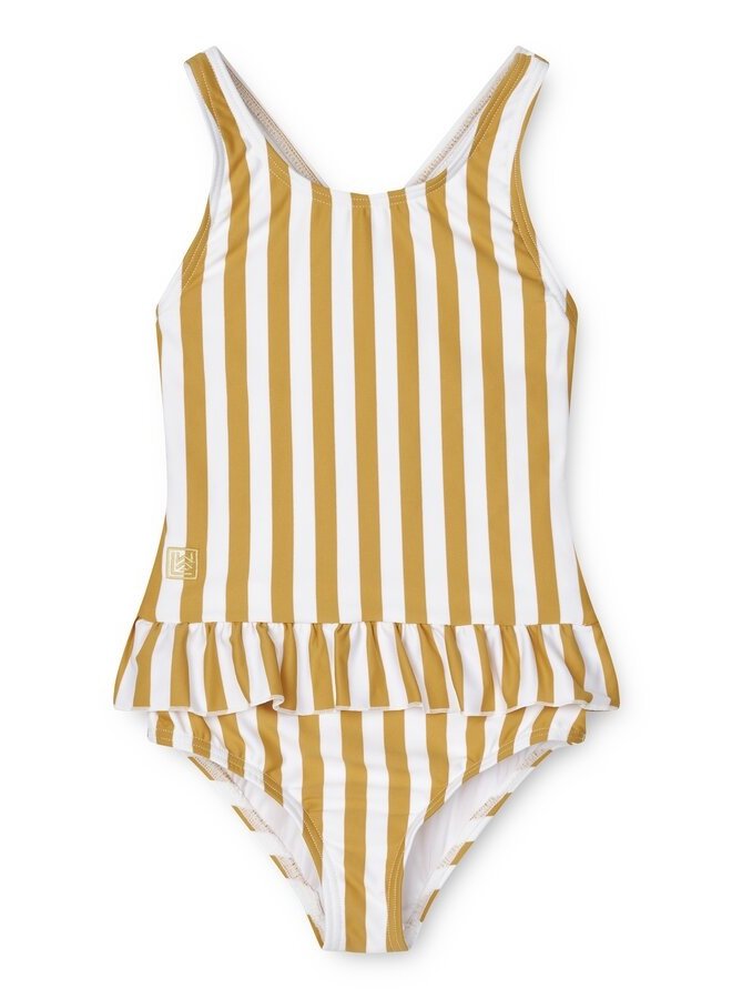 Amara Printed Swimsuit -  Stripe Yellow mellow / White