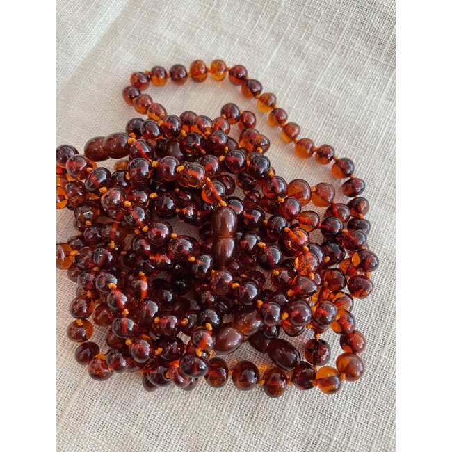 Barnsteen armband heren 22cm - Cognac