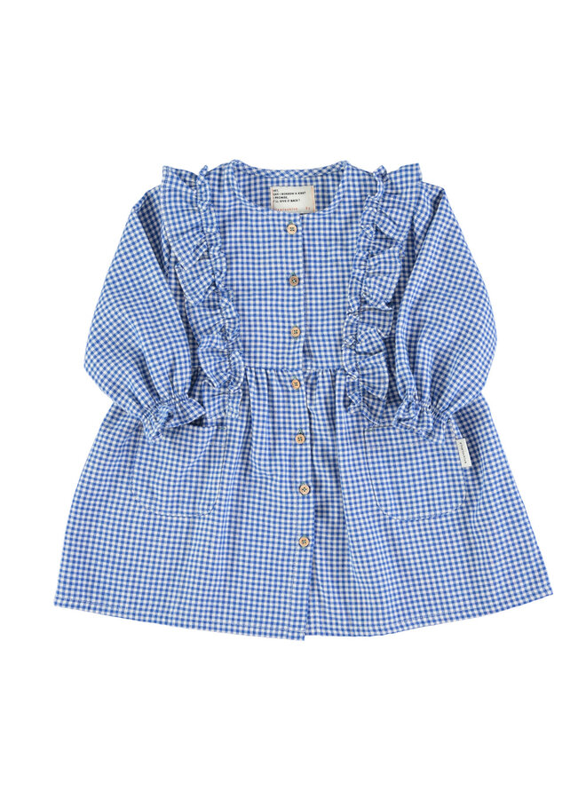 Short dress ruffles | Blue little checkered