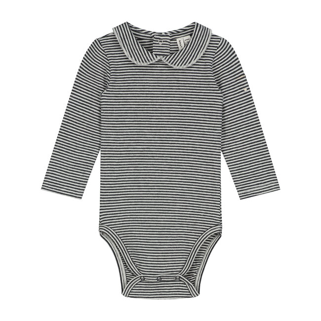 Gray Label Baby Collar Onesie - Nearly Black - Cream