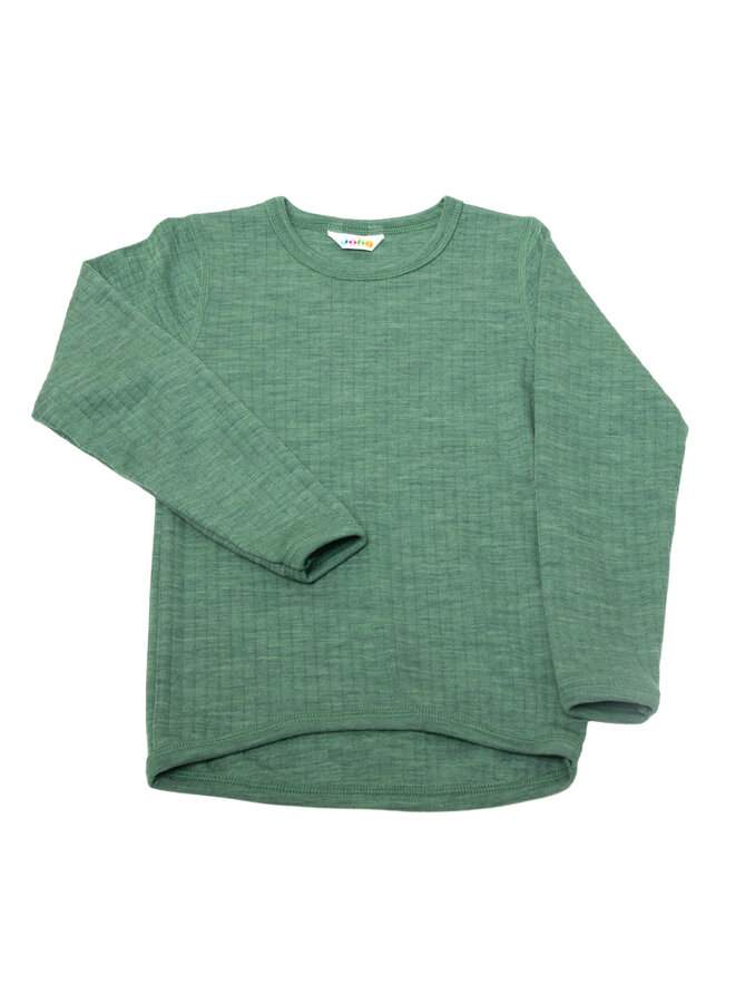 Longsleeve wol (kind) - Green melange