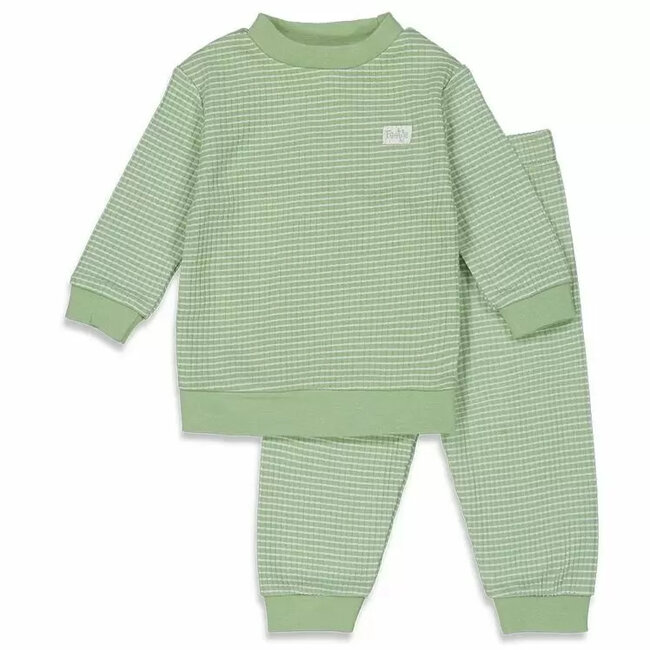 Feetje Pyjama wafel - Groen melange