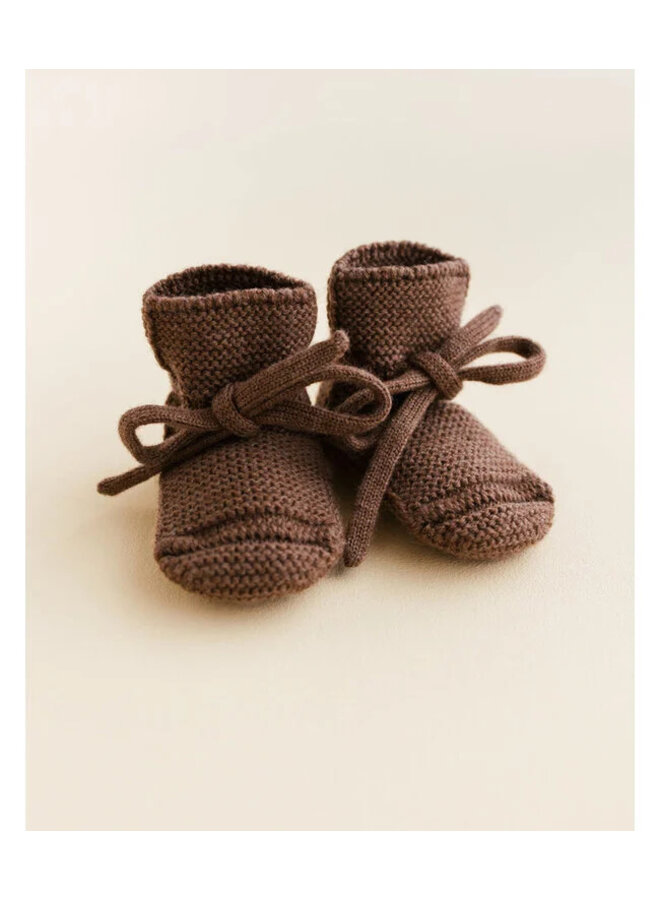 Booties - Wollen slofjes mocha