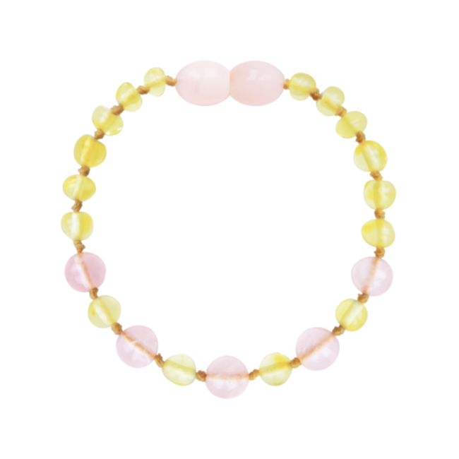 Barnsteen armband baby/peuter 14cm - Lemon roze kwarts