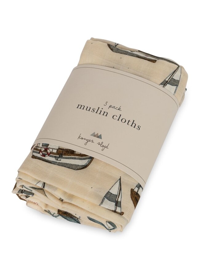 3-pack muslin cloth - SAIL AWAY