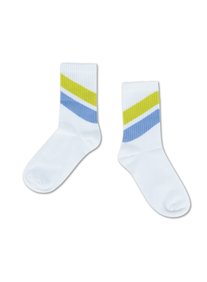 Sporty socks - Diagonal stripe white