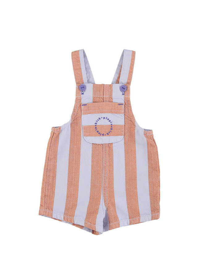 baby short dungarees | orange & purple stripes