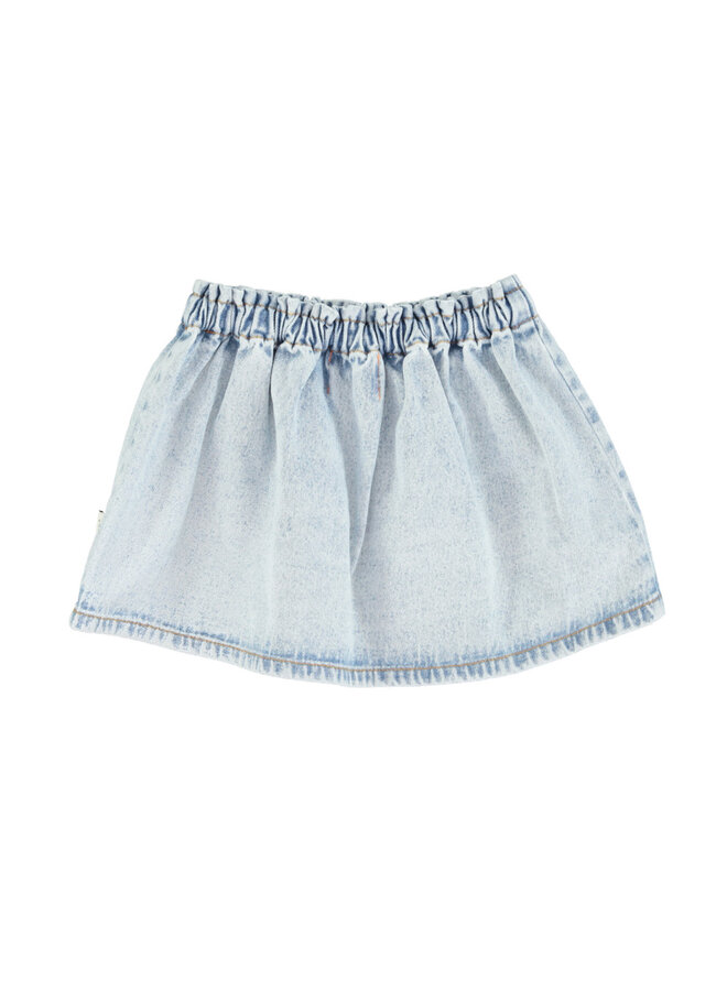 short skirt | washed blue denim