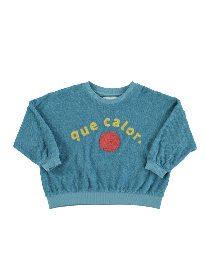 sweatshirt | blue w/ "que calor" print