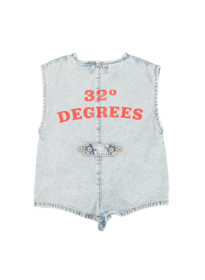 short sleeveless jumpsuit | washed blue denim 32 degrees