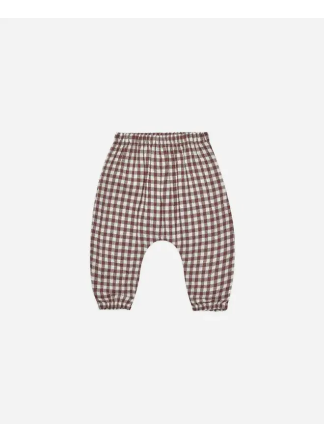 WOVEN PANT || PLUM GINGHAM