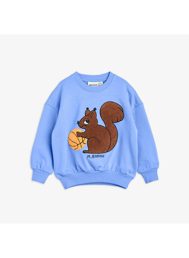 Squirrel chenille emb sweatshirt blue