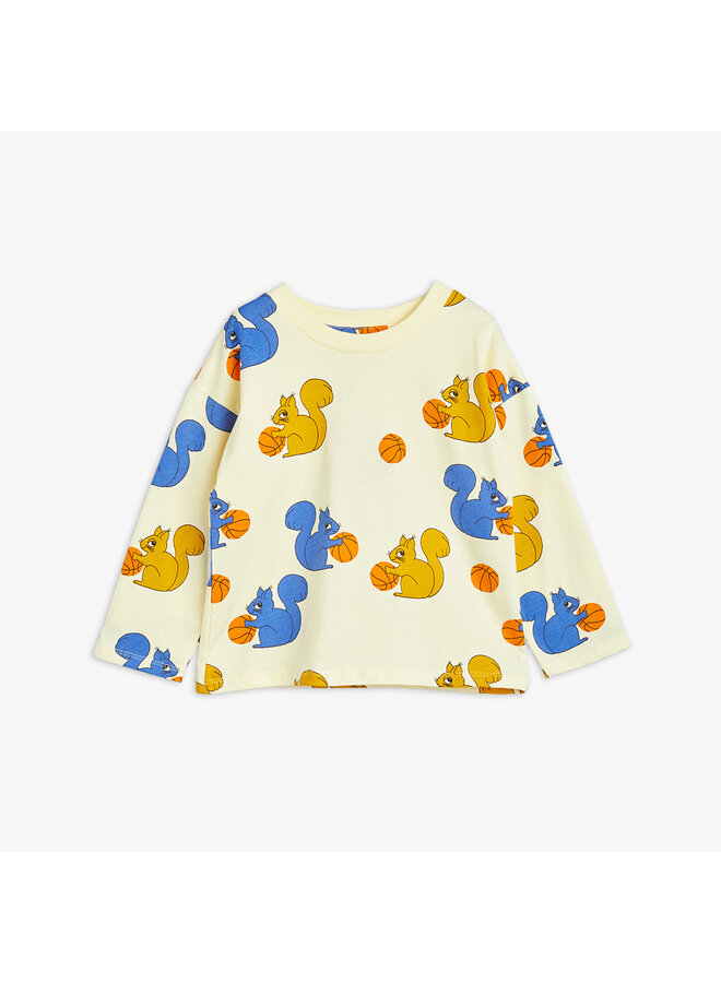 Squirrels aop ls tee yellow