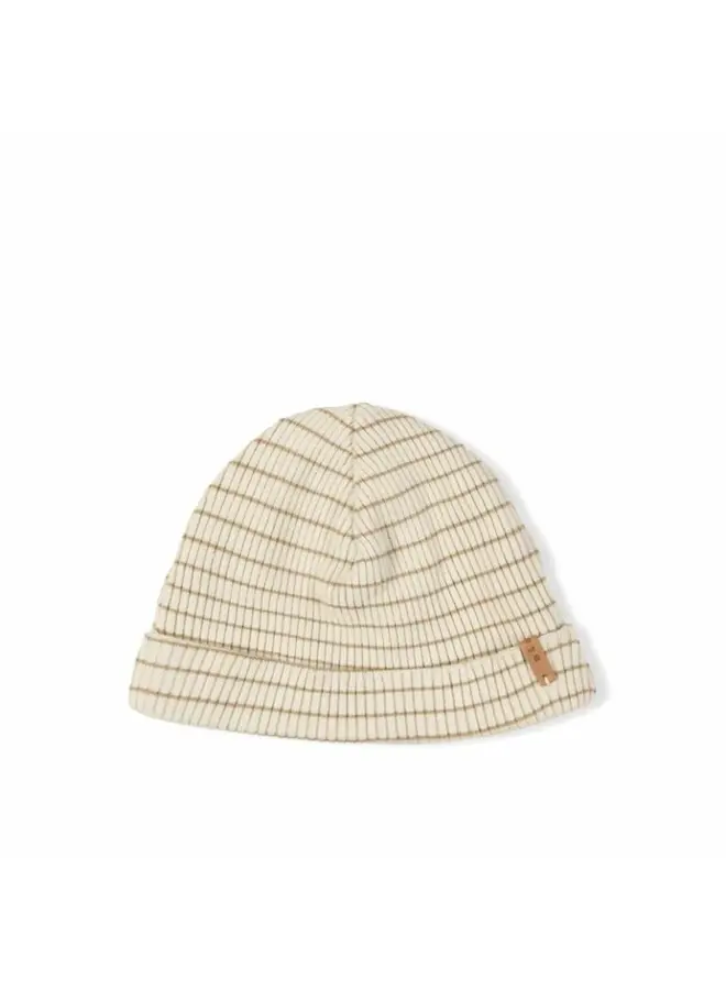 Rib Beanie biscuit stripe 50/56