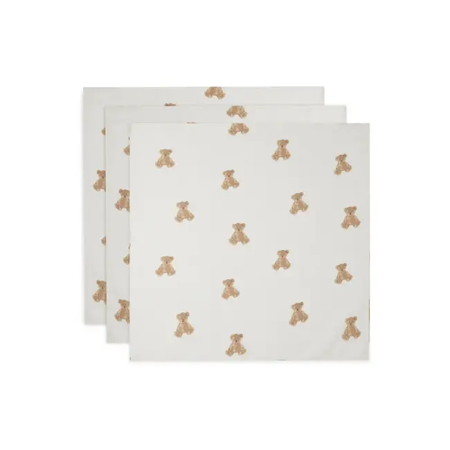 Jollein Hydrofiele Doek Small 70x70cmTeddy bear (3pack)
