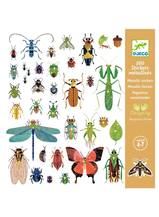 160 stickers metallic Insecten mikrocosmos