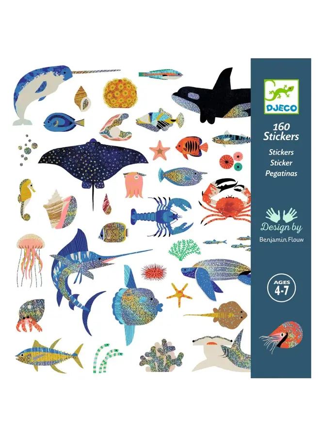 160 stickers metallic Oceaan