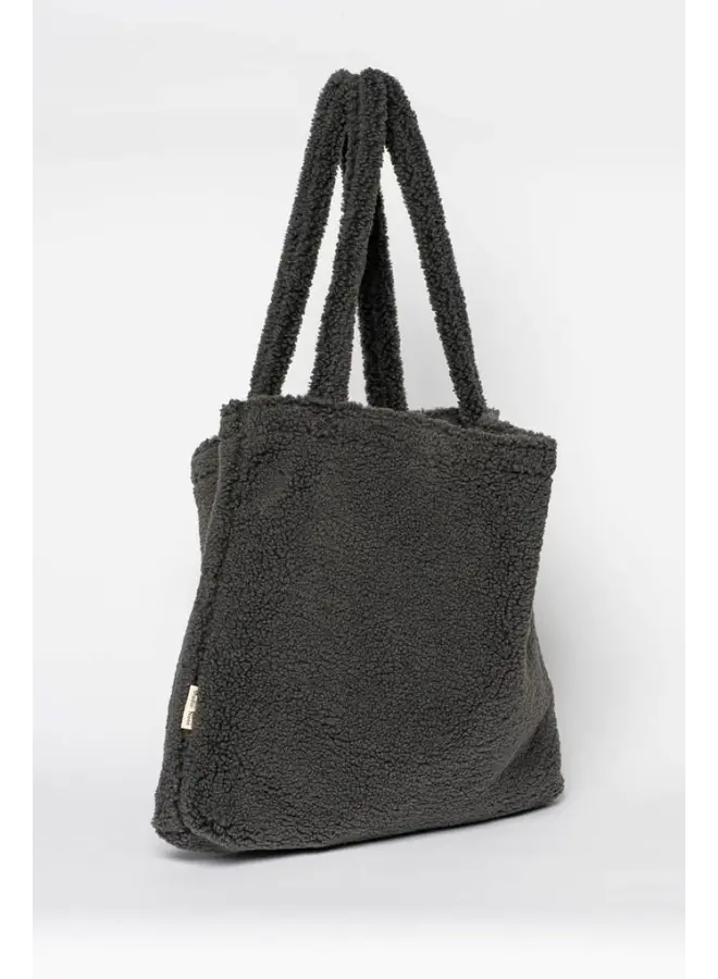 Dark grey teddy mom-bag