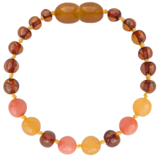 Amber Barnsteen armband mama 19cm- Cogac aventurijn koraal