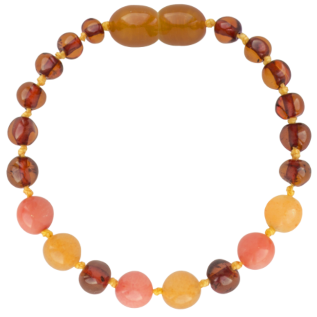 Barnsteen armband mama 19cm- Cogac aventurijn koraal