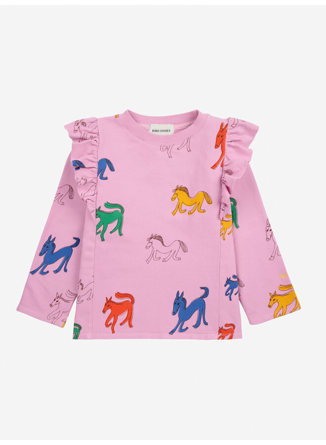 Wonder Horse all over ruffle sweatshirt