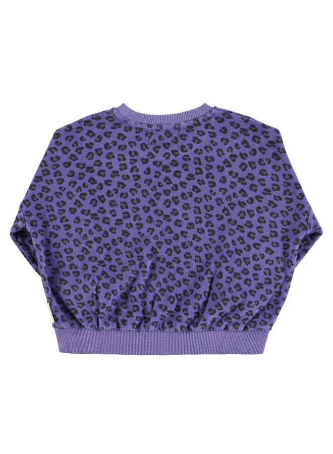 Terry cotton sweatshirt | Purple w/ animal print