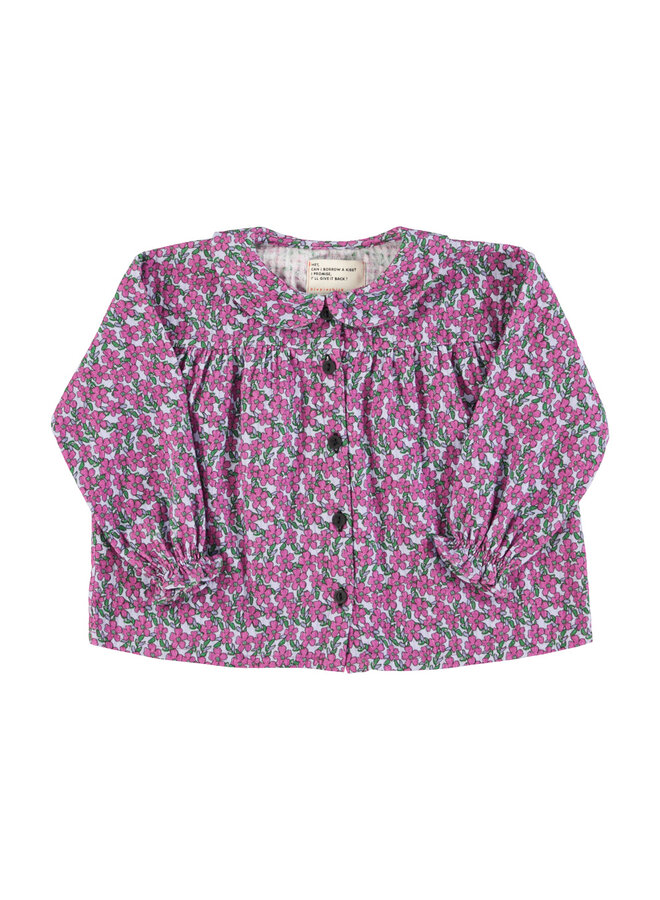 Peter pan collar blouse | Magenta flowers