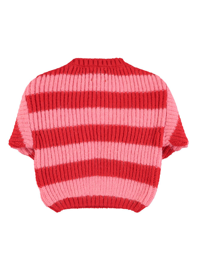 Knitted sweater | Red & pink stripes