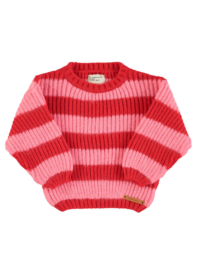 Knitted sweater | Red & pink stripes