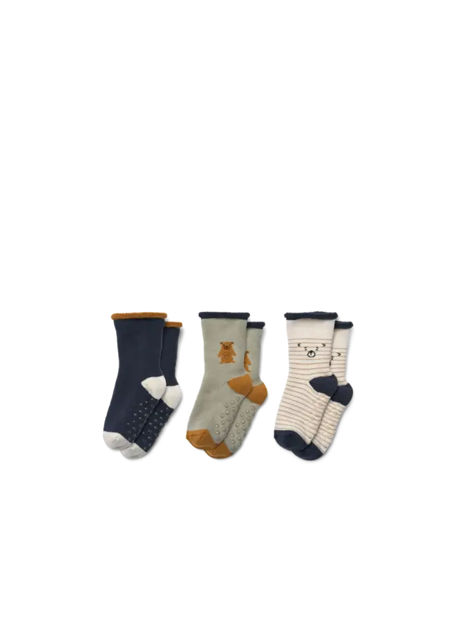 Eloy Baby Socks 3-Pack Teddy / Dove blue mix