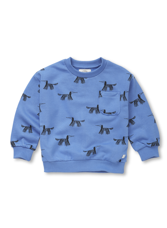 Sweatshirt pocket dogs print blue