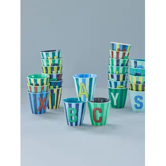 Rice Alfabet beker streep multi blauw groen