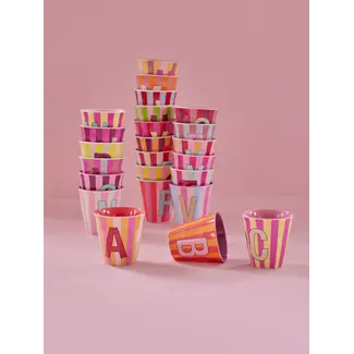 Rice Alfabet beker streep roze