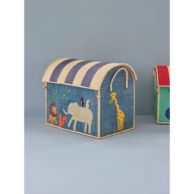 Rice Raffia Basket Blue Party Animal LARGE