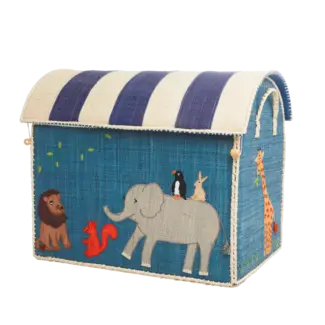Rice Raffia Basket Blue Party Animal LARGE