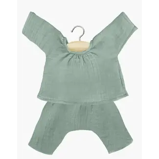 Poppensetje mousseline Groenblauw