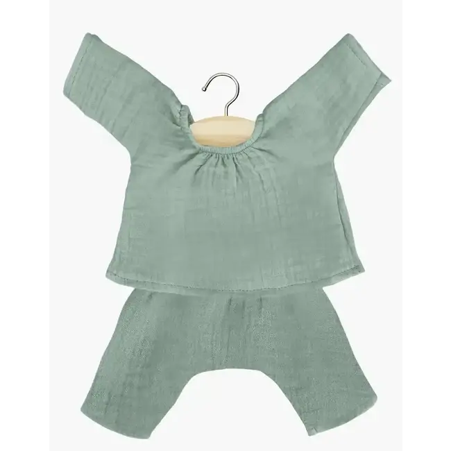 Poppensetje mousseline Groenblauw