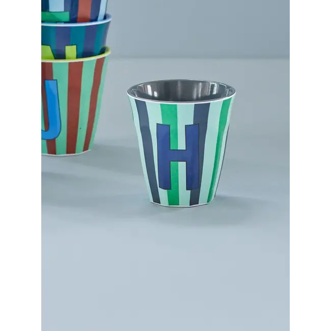 Rice Alfabet beker streep blauw-groen